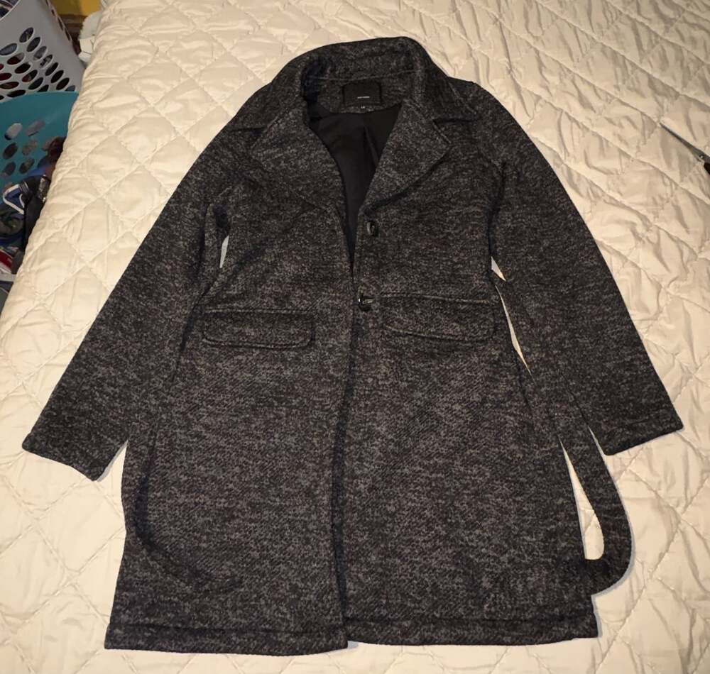 Steve Madden Women's Gray Marled Knit Belted Trench Coat